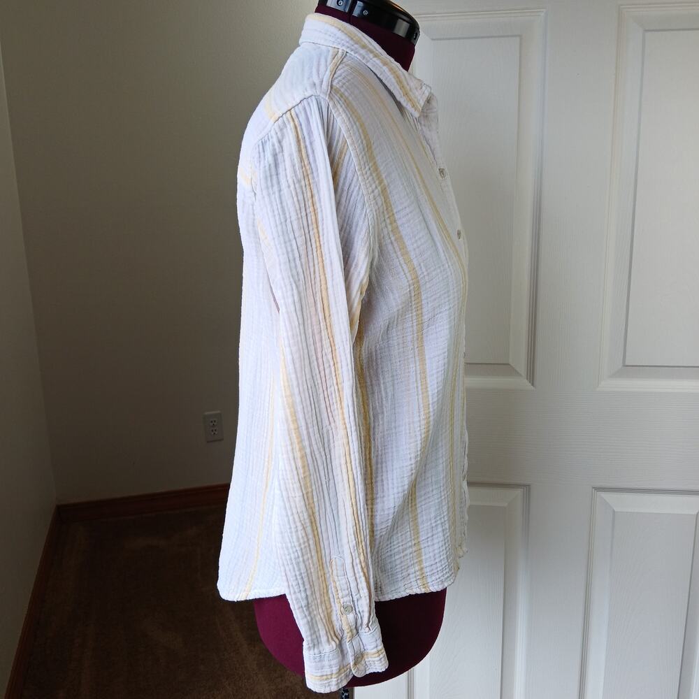 Universal Thread Super Soft Cotton Button-up Shirt M white yellow stripes LS - Picture 5 of 14